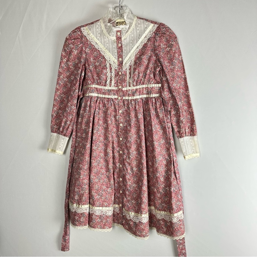GUNNE SAX vintage 1980's prarie victorian floral lace trimmed dress - size 12